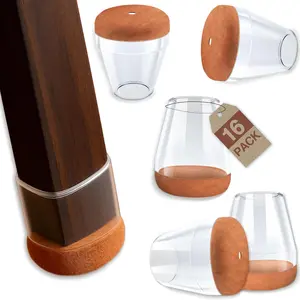 Soundbox Chair Leg Floor Protectors - 16-Pack, Non-Slip Felt Pads, Noise Reducing & Eco-Friendly, Transparent Design, Fits Round, Square, Rectangular Legs