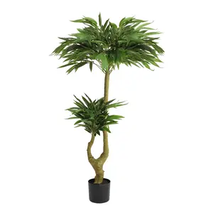 5FT Artificial Willow Tree Tall Fake Potted Plant Faux Green Silk Tree with Black Plastic Pot for Indoor Home Office Living Room Bedroom Decoration, 1pc/set Decorative Fruit