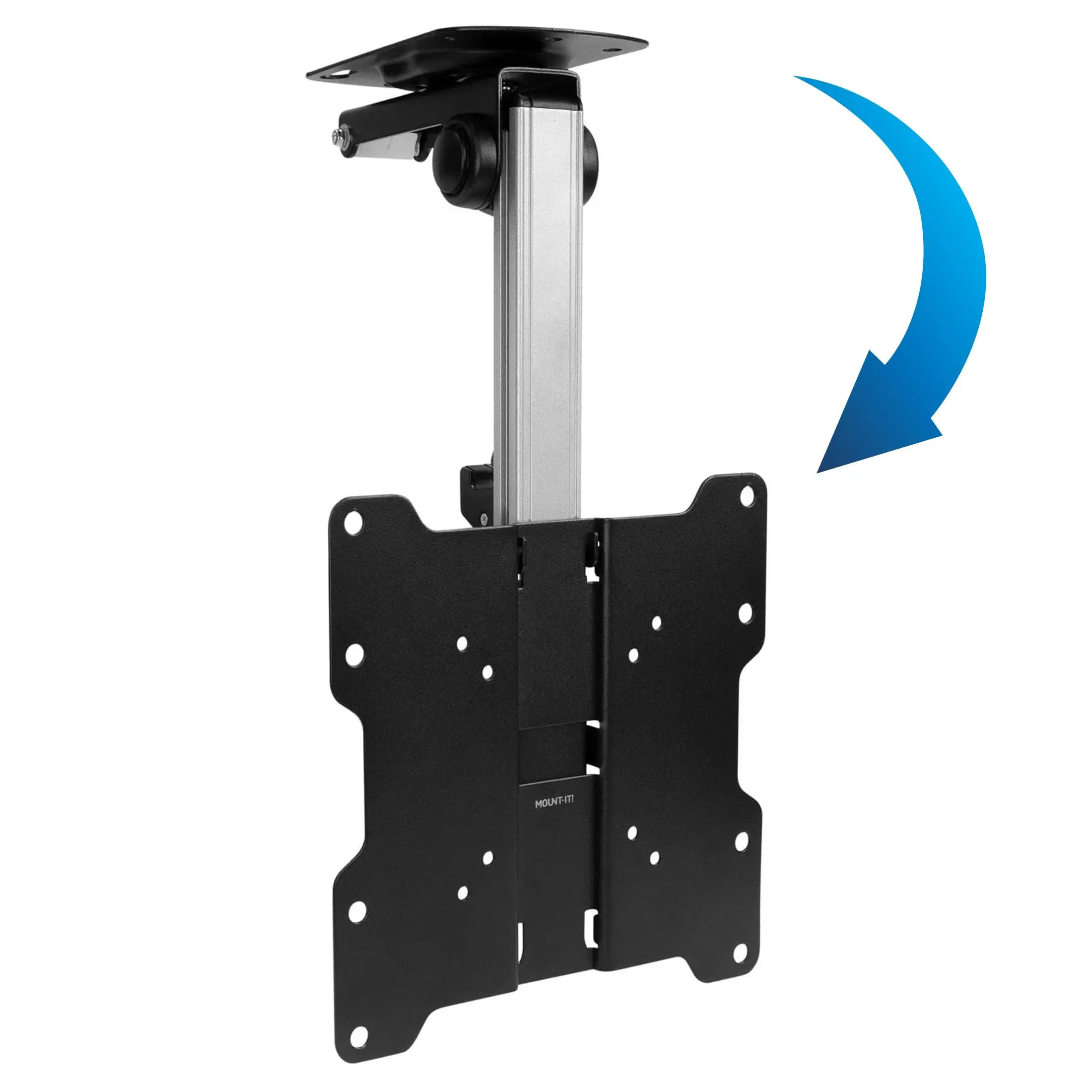 Mount-It! Flip Down Ceiling TV Mount Bracket - 17"-37" TVs, 44lbs Capacity, Height-Adjustable, Foldable, 90° Tilt Viewing, Swivels, VESA 75x75-200x200, for Bedrooms & Kitchens