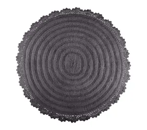 Lavish Home 2-Piece Round Woven Bath Mat Set for Boho Decor