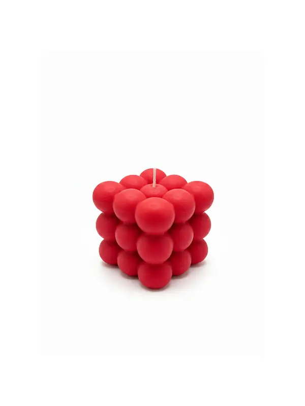 ❤️ Red Bubble Cube Candle – Modern Geometric Candle