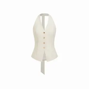 Cider Halter Neck Metal Detail Blazer Vest SwimWeek
