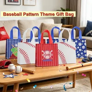 12pcs/24pcs Baseball Theme Non-Woven Gift Bags, Handle Sports Print Party Gift Bags, Baseball Party Birthday Gift Bags, Team Small Gift Bags