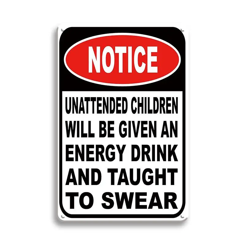 Vintage Style Metal Sign Notice Unattended Sign Retro Decorative Plaque for Room Wall Art Restaurant Cafe Bar Man Cave Farm Garage 8x12in metal wall sign Vintage Metal Tin Sign home decor plaque funny bar sign