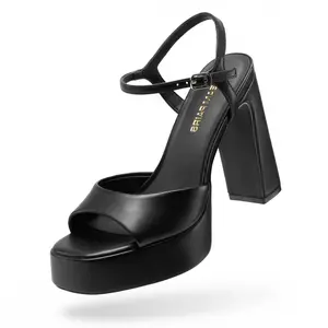 【Deals For You Days】Dream Pairs Women's Y2K Platform Heels Block Heel Sandals Square-Toe Single-Band Sandals, Cloud-Cushion Insole, Feather-Light Lift, Anti-Slip Sole, Party-Ready Glam