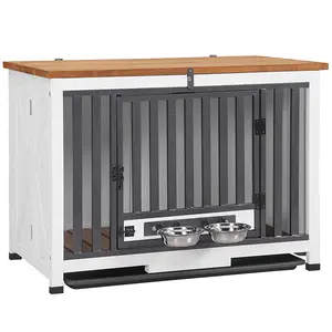 Summervibes Aivituvin Wooden Dog Crate with Folding Design | Strong Iron Frame-AIR100,Dog Kennel Furniture,Crate Furniture