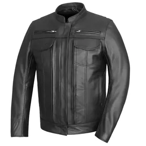 Mens Top Performer Motorcycle Leather Jacket with Double Interior Pockets