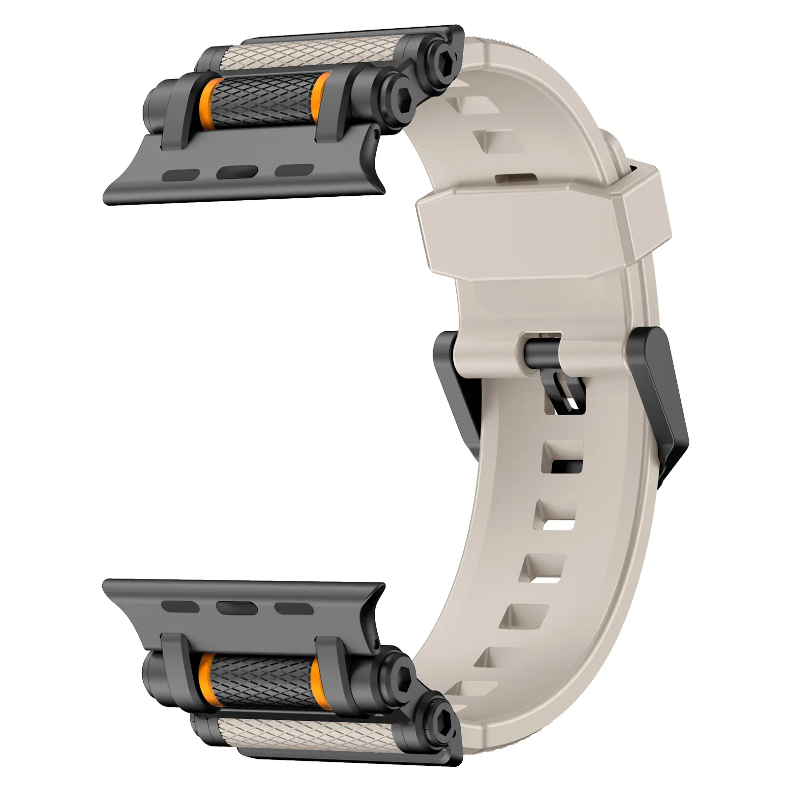 New Titanium Finish Tactical Rotating Sport Band (The watch is not included) for Apple Watch – Liquid Silicone & Metal Connectors, Fits Ultra 2/Ultra 49mm & Series 4–10/SE (44–46mm), Great Summer Gift for Men