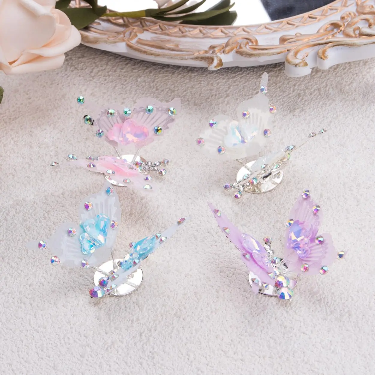 Crystal Butterfly Wall Stickers, Decorative Butterfly Wall Decals for Bedroom Decor, Removable Butterfly Stickers for Mirror, Window, Living Room, Nursery, Apartment and Home Decoration