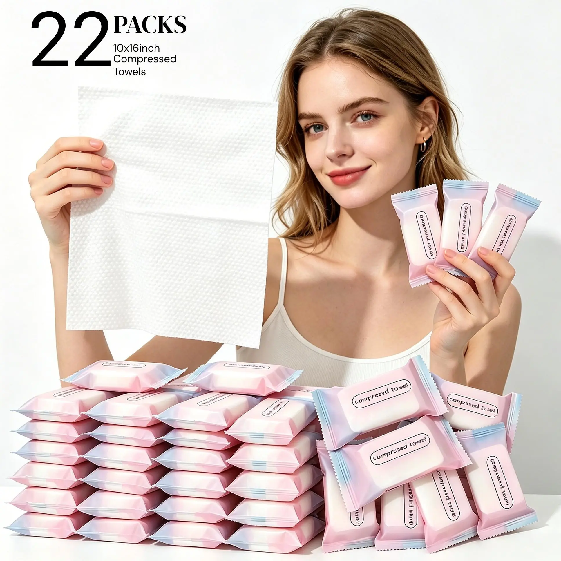 Disposable Compressed Towels, Ultra Soft Travel Compressed Towel, Durable Portable Thicken&Large Camping Towels, for Hotel Camping Swimming Personal Care Outdoor Activities Hiking Towels，（10x16inch,22Packs）