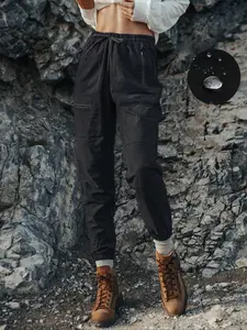 Women's Outdoor Tactical Pants with Zipper Pockets, Casual Sporty Cargo Pants for Spring & Fall, Hiking Travel Wear