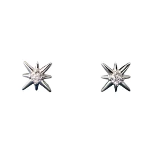6mm Small Tiny CZ Star Stud Earrings for Men Women,Streetwear Unisex Style