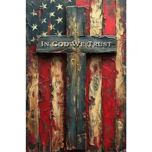 1PCS American Flag Cross Diamond Painting Kit In God We Trust DIY Rhinestone Embroidery Home Decor Wall