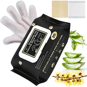 FURVELLO 20PCS Pet Cleaning Gloves, No-Rinse Disposable Grooming Wipes for Dogs & Cats, Fresh Daily Use, Outdoor Ready, Facial, Paw & Body Cleaning Mitt for Home & Travel