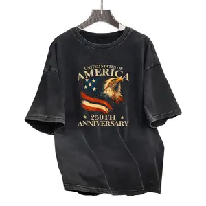 USA 250 Years Commemorative T-Shirt – Washed Vintage Flag Graphic for 4th of July