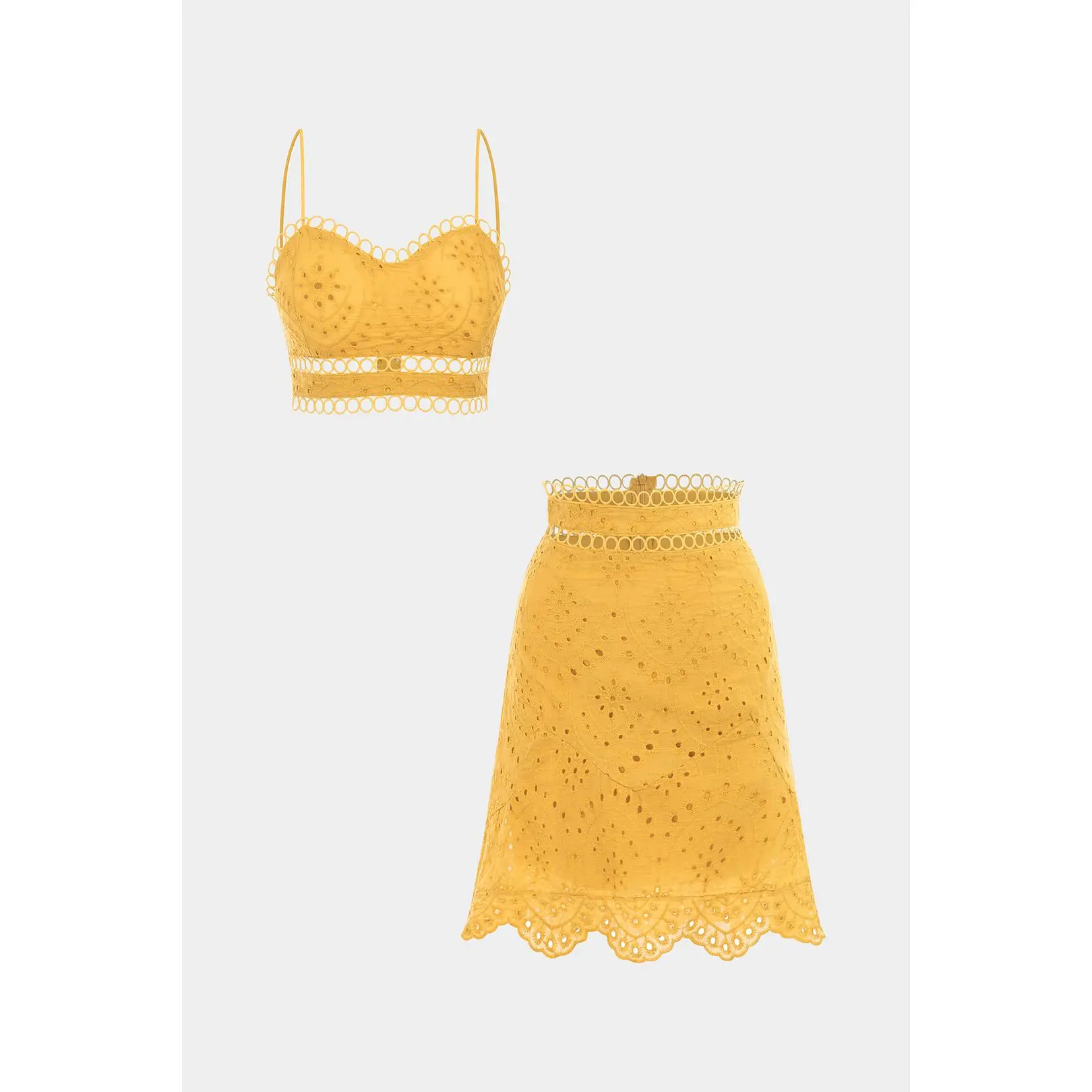 Hollow Out Backless Cropped Cami Top And High Waist Skirt Set