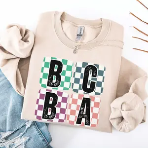 Checkered BCBA T-Shirt / Sweatshirt /Hoodie, Checked BCBA Shirt, ABA tee, Special Education Teacher , Behavior Analyst , Gift for bcba Cotton Fabric