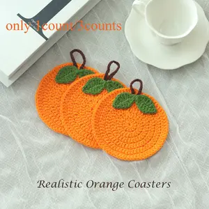 Handmade Crochet Coasters Set, Reusable Durable Cup Mats, Easy Storage Washable Premium Yarn, Home Kitchen Table Decor