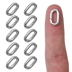 10pcs Brass Oval Spring Clasps for Jewelry Making - Small Durable Clasp Suitable for Necklace, Bracelet, & Pendant Attachments - Secure Fastener with Spring Mechanism (Jewelry Clasp) summerwins