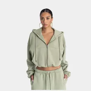 KBB by KAHLANA Women's Plush Fabric Zip-Up Hoodie - Elastic Garment, Easy Matching Women's Top