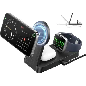 3 in 1 Magnetic Wireless for iPhone Charging Station: Foldable Portable Charger for iPhone 16-12 Pro Max & Apple Watch & AirPods, for Apple Multiple Devices Charger for Home,Office&Travel