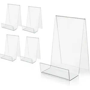 Acrylic Easel Stand with Clear Easels Plate-5 Pack for Displays, Sheets, Artworks, CD, Tablet Holder (Small)