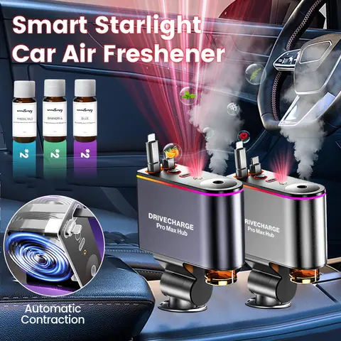 2026 Smart Car Charger & Aromatherapy Diffuser,Portable Air Freshener with Starlight Mood Lighting, Auto-Sensing Tech & Retractable Fast Charging | Includes 3x10ML Perfumes,Perfect Gift for Men & Car Lovers fun car accessories，Halloween Gifts