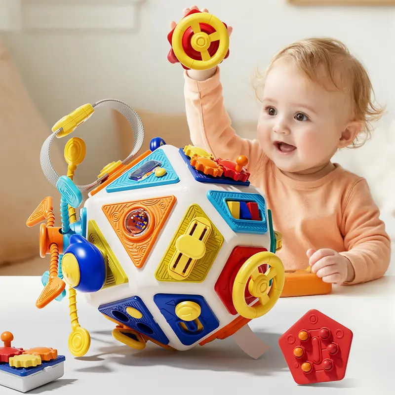 22-in-1 PVC-Free Montessori Cube Shape Sensory Toy - Portable, Toddler Learning Activities, Travel-Friendly Educational Shape Sorter, Promotes Learning Through Play, Ideal Christmas & Birthday Gift