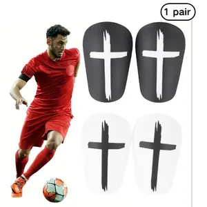 Cross Design Soccer Shin Guards /, High-Strength Durable Material, Shock Absorption, Comfortable Fit, Ideal for Football Players, Football Equipment
