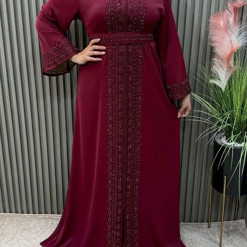 Olive green Moroccan kaftan handmade princess gown