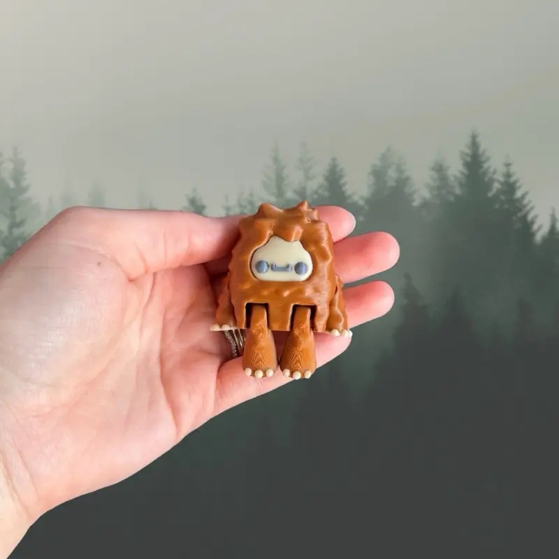 Kawaii Bigfoot Fidget Toy – 3D Printed Cryptid in Brown and Tan – Cute Sasquatch Gift  - Bigfoot Toy – Pocket Bigfoot – Stress Relief Desk Toy