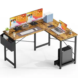 Crafted Comforts L-Shaped Computer Desk with Storage and CPU Holder, Black Corner Table for Home Office - Large Size and Ample Space