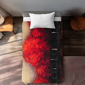 360 stand Twin Size Extra Long Duvet Cover - Functional, Unique Design, Artistic Elegance, Dark Red Tree Silhouettes, Microfiber Printed Face, Machine Washable Bedding for Home Decor, Extra-Long Duvet Covers