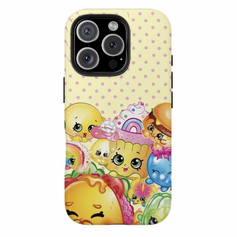 Shopkins cartoon print phone case, suitable foriPhone 11-17 Pro Max/Plus and Samsung GalaxyS23-25.  W9
