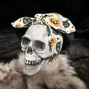 Halloween Black Cats and Pumpkins Pinup Style Headband - Unique Design with Cat and Pumpkin Patterns