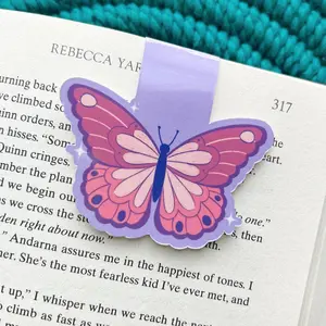 Neon Purple Butterfly Magnetic Bookmark