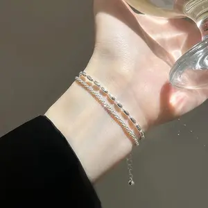 Rice grain star bracelet for women 2025 new style niche design exquisite geometric double-layer stacking bracelet jewelry