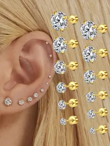 Elegant Rhinestone Decor Earrings Set, Fashionable for Women & Girls, Trendy All-match & Exquisite Jewelry for Birthday Gift, Pretty Studs, High Quality Earrings