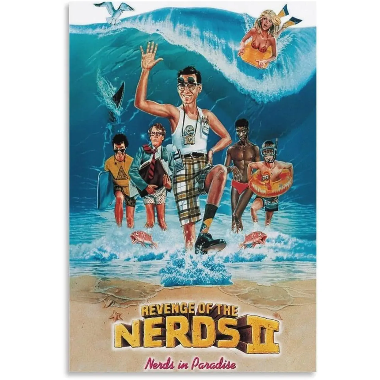 Classic Movie Poster Revenge of The Nerds 2 Nerds in Paradise Poster Decorative Painting Canvas Wall Art Living Room Posters Bedroom Painting