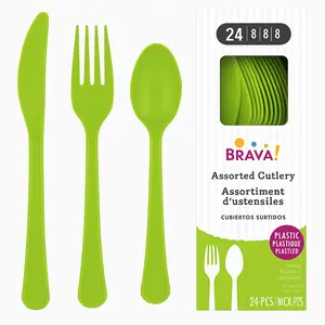 Brava! Kiwi Green Plastic Cutlery Set - 24 Count
