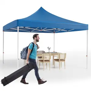 GARVEE 10x10 FT Heavy Duty Commercial Pop Up Canopy Tent With Portable Shelter Includes Roller Bag, Stakes & Ropes for Outdoor Events, Backyard Parties, Camping & Patio Use,Blue