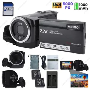 2.7K Camcorder 2.8inch 270 Degree Rotation Screen Digital Video Camera Vlogging Camera Camcorders for Outdoor Travel Recording