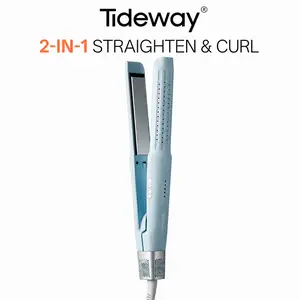 Tideway Glacier 2-in-1 Hair Straightener and Curler Tool - Heated Curler, Negative Ion Technology, Extra Wide Heating Plate, 360° Cool Air Styler, 4 Heat Settings, Lightweight Travel Flat Iron for All Hair Types, Hair Curler Tool #SummerFinds