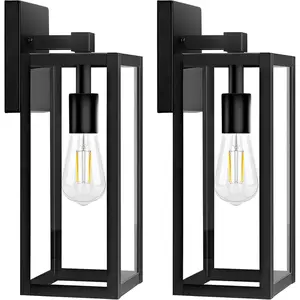 2-Pack Outdoor Wall Light, Exterior Waterproof Wall Sconce Light Fixtures,  Outdoor Wall Lamp with Clear Glass for House, Porch, Front Door, Garage, Patio, Bulbs Not Included