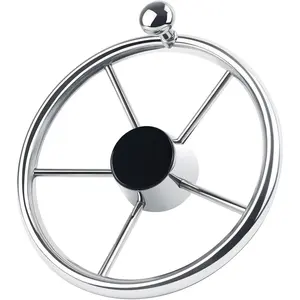 11 Inch 5 Spoke Boat Steering Wheel, Stainless Steel Marine Steering Wheel with Control Knob and Cap, Fit Standard 3/4'' Taper Shaft for Boats Pontoon Boats Yachts