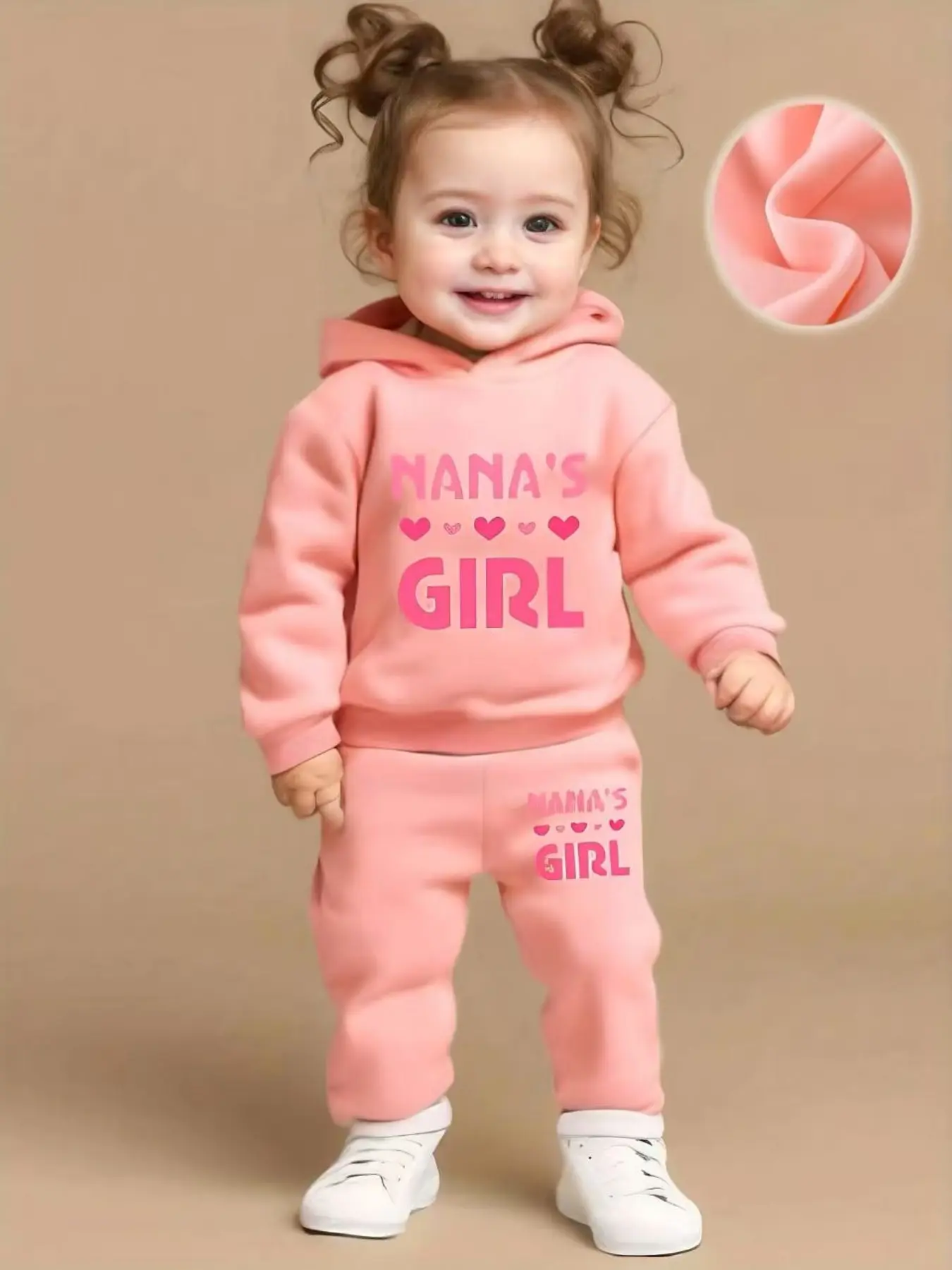 Spring Autumn Baby Clothes Girl Letter Print Cozy Fleece Hoodie and Pants Set, Cute Two-Piece, Toddler Girls' Casual Wear, Baby Clothing