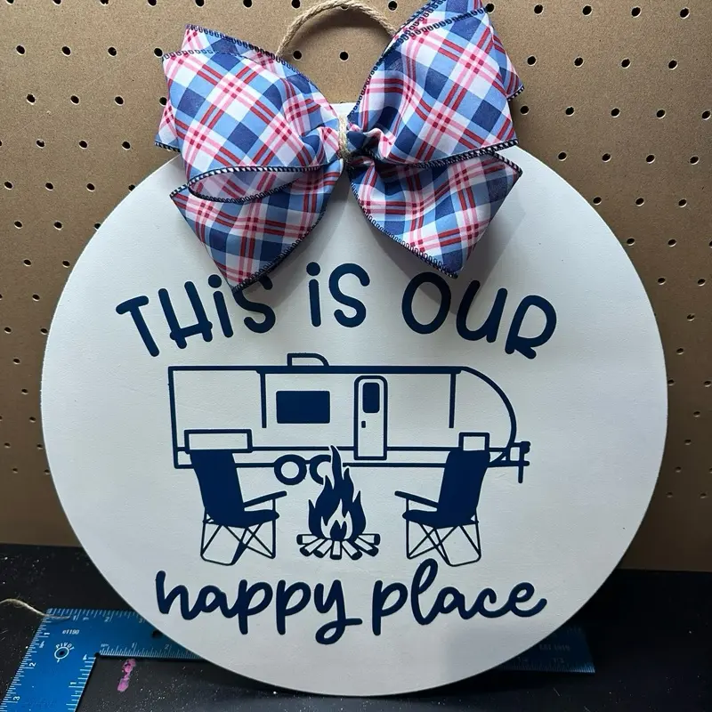 Wooden Door Hanger with Bows - This is Our Happy Place Design, Home Decor