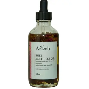 Azizeh Beauty Multi-Use Rose Oil Rose Petals Avocado Oil Tea Tree Oil Body Care Smooth