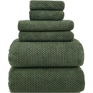 39x78 Inch Oversized Bath Sheets - Extra Large Super Soft Microfiber Towels Set of 6 for Bathroom, 80% Polyester, Olive Green