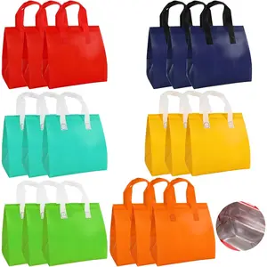 18-piece Insulated Takeaway Bags Disposable Cooler Bags Insulated Lunch Bags Suitable for Hot and Cold Drinks Fresh Food Delivery (6 Classic Colors)